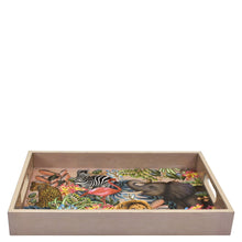 Load image into Gallery viewer, Anuschka Wooden Printed Tray with a variety of hand-painted animal figures coated in enamel inside - 25001
