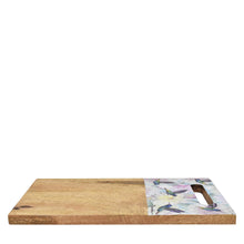 Load image into Gallery viewer, Anuschka Wooden Printed Cutting Board - 25002 with floral design and handle cutout on a white background.
