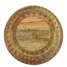 Load image into Gallery viewer, Wooden printed bowl with a rustic appearance and visible brand mark &quot;Anuschka&quot; on the surface, crafted from Mango Wood.
