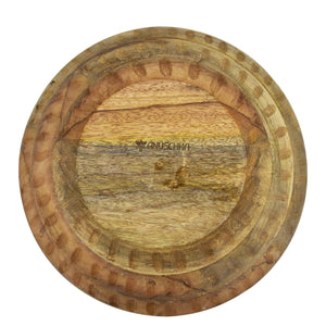 Wooden printed bowl with a rustic appearance and visible brand mark "Anuschka" on the surface, crafted from Mango Wood.