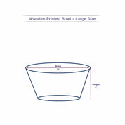 Diagram of a large Anuschka Wooden Printed Bowl - 25003 with dimensions noting an 11-inch width and a 4-inch height.