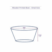 Diagram of a small Anuschka wooden printed bowl (25003) with dimensions labeled: width 9.5 inches, height 3.75 inches.