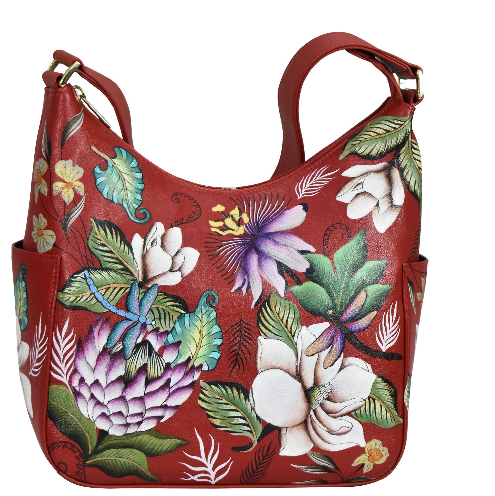 Crimson Garden Classic Hobo With Side Pockets - 382