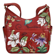 Crimson Garden Classic Hobo With Side Pockets - 382