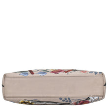 Load image into Gallery viewer, Hand-painted floral patterned leather Medium Crossbody With Double Zip Pockets - 447 by Anuschka on a white background.

