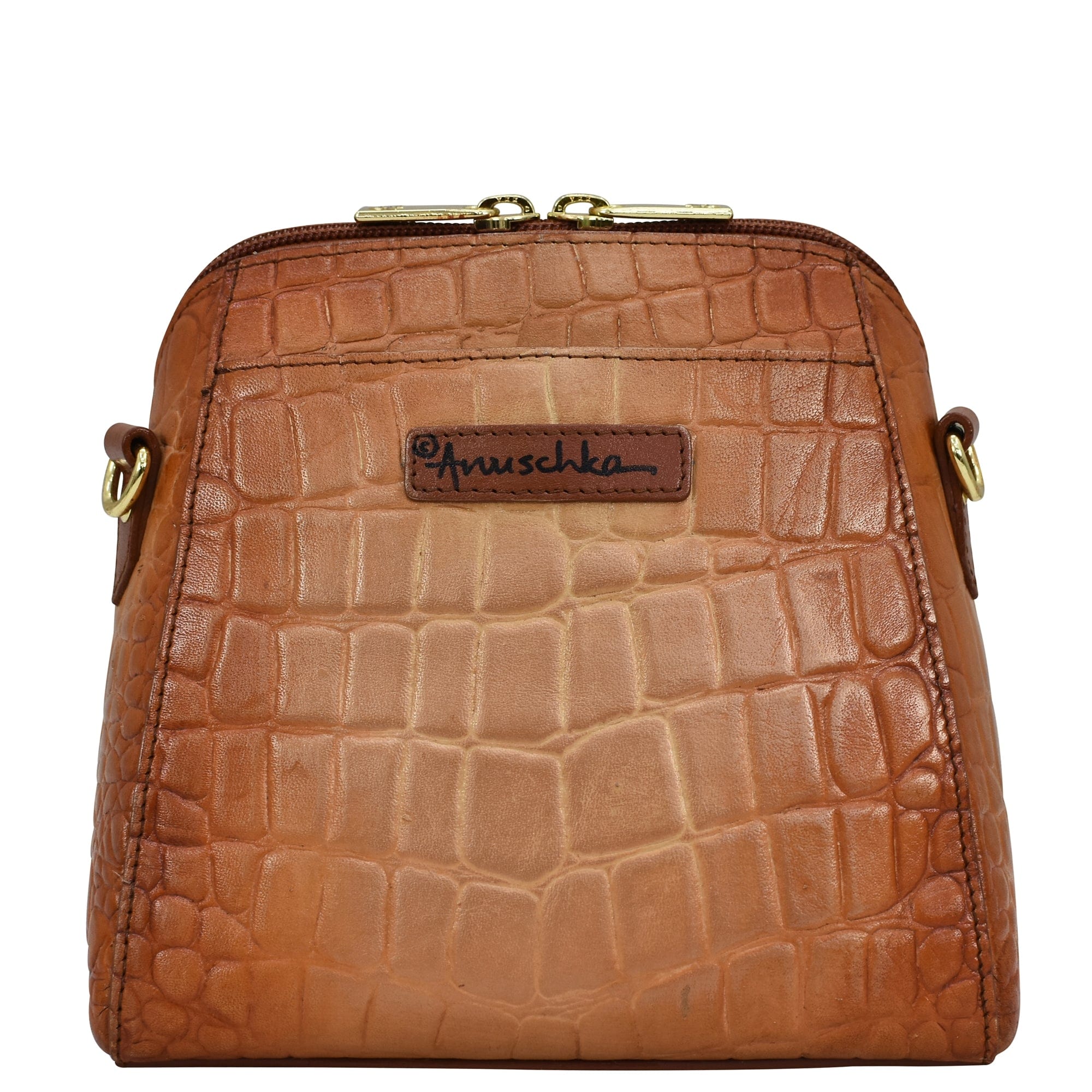 Croc Embossed Caramel Zip Around Travel Organizer - 668