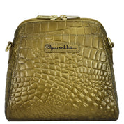 Croc Embossed Desert Gold Zip Around Travel Organizer - 668