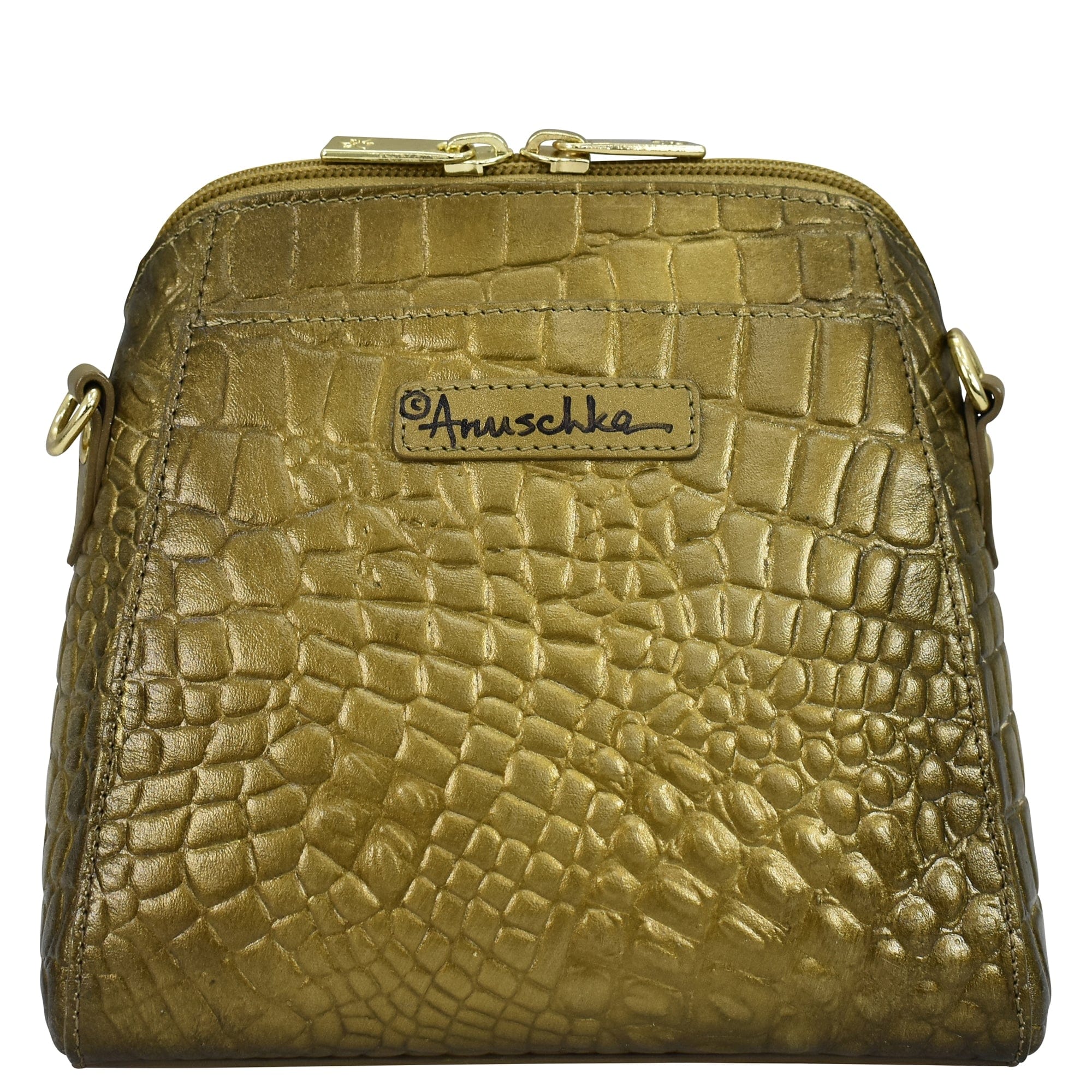 Croc Embossed Desert Gold Zip Around Travel Organizer - 668