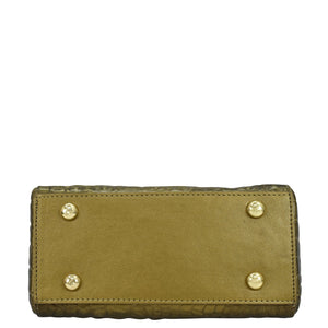 Anuschka Olive green genuine leather Zip Around Travel Organizer - 668 with button details.