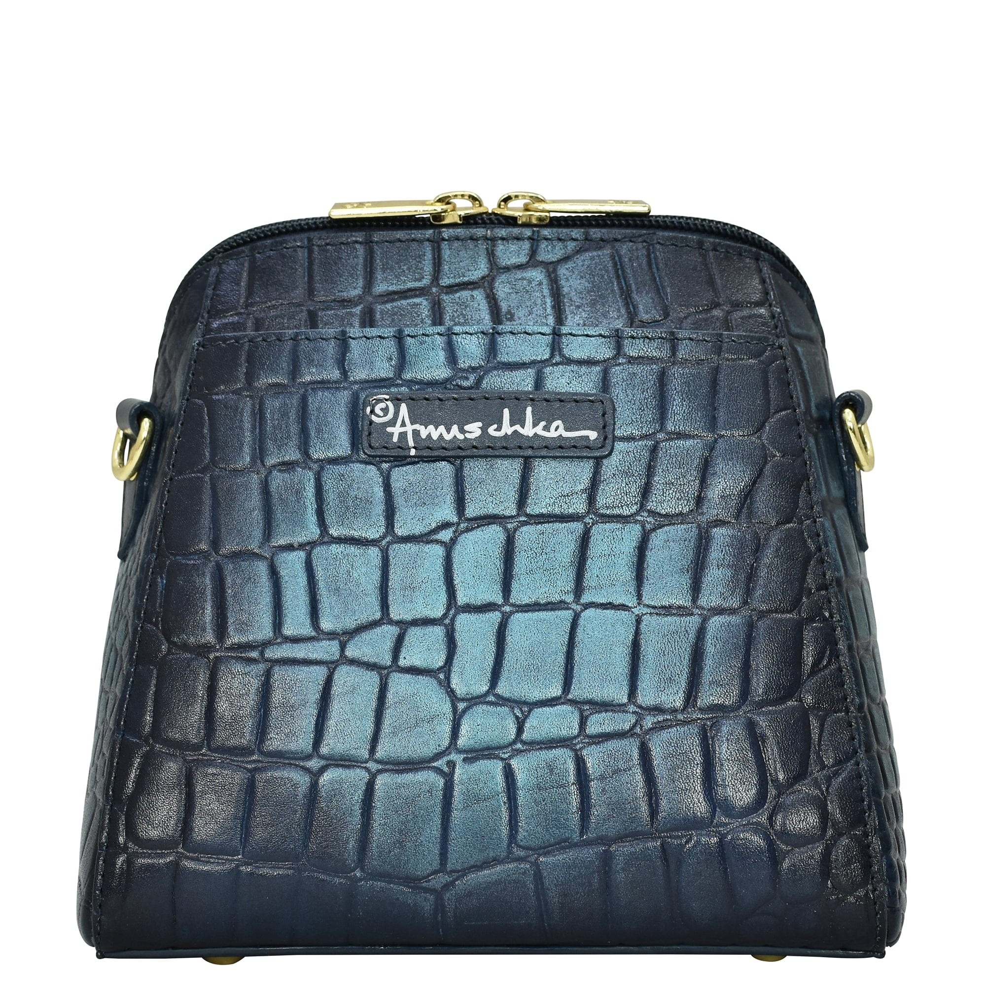 Croc Embossed Sapphire Zip Around Travel Organizer - 668