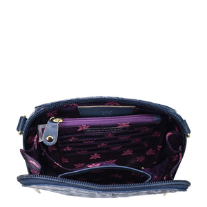 Open Anuschka Zip Around Travel Organizer - 668 with a floral-print interior and RFID protection.