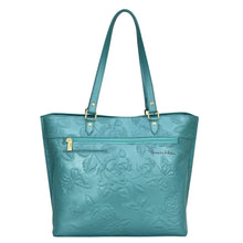 Load image into Gallery viewer, Anuschka Large Zip Top Tote - 698 with floral embossing and gold-tone hardware.

