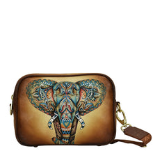 Load image into Gallery viewer, Anuschka Twin Top Messenger - 704 with decorative elephant print design and adjustable strap.
