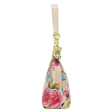 Load image into Gallery viewer, Floral pattern Anuschka genuine leather keychain accessory with clasp.

