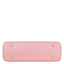 Load image into Gallery viewer, Pink Anuschka genuine leather clutch with gold-tone studs on a white background.
