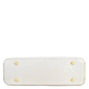 White rectangular genuine leather wallet with gold studs on a white background - Anuschka Hobo With Chain Strap - 707