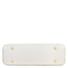 Load image into Gallery viewer, White rectangular genuine leather wallet with gold studs on a white background - Anuschka Hobo With Chain Strap - 707

