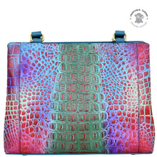 Load image into Gallery viewer, Colorful crocodile pattern genuine leather Anuschka Medium Everyday Tote - 710 against a white background.
