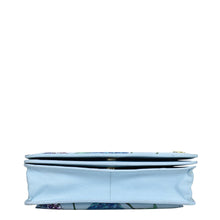 Load image into Gallery viewer, Blue Anuschka 4 in 1 Organizer Crossbody - 711 RFID blocking clutch purse with a zipper on a white background.
