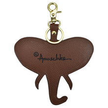Load image into Gallery viewer, Leather heart-shaped keychain with a signature embossed on it and Anuschka hand-painted artwork.
