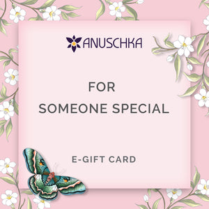 An Anuschka e-Gift Card designed for someone special, featuring floral motifs and a colorful butterfly.
