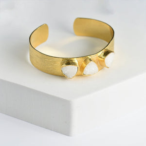 Triangle Druzy Bracelet from Vanya Lara with rough-cut crystal accents.