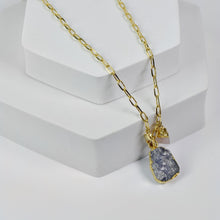 Load image into Gallery viewer, A person wearing a gold-plated chain necklace with an Abstract Gemstone Pendant (VNK0005) by Vanya Lara.
