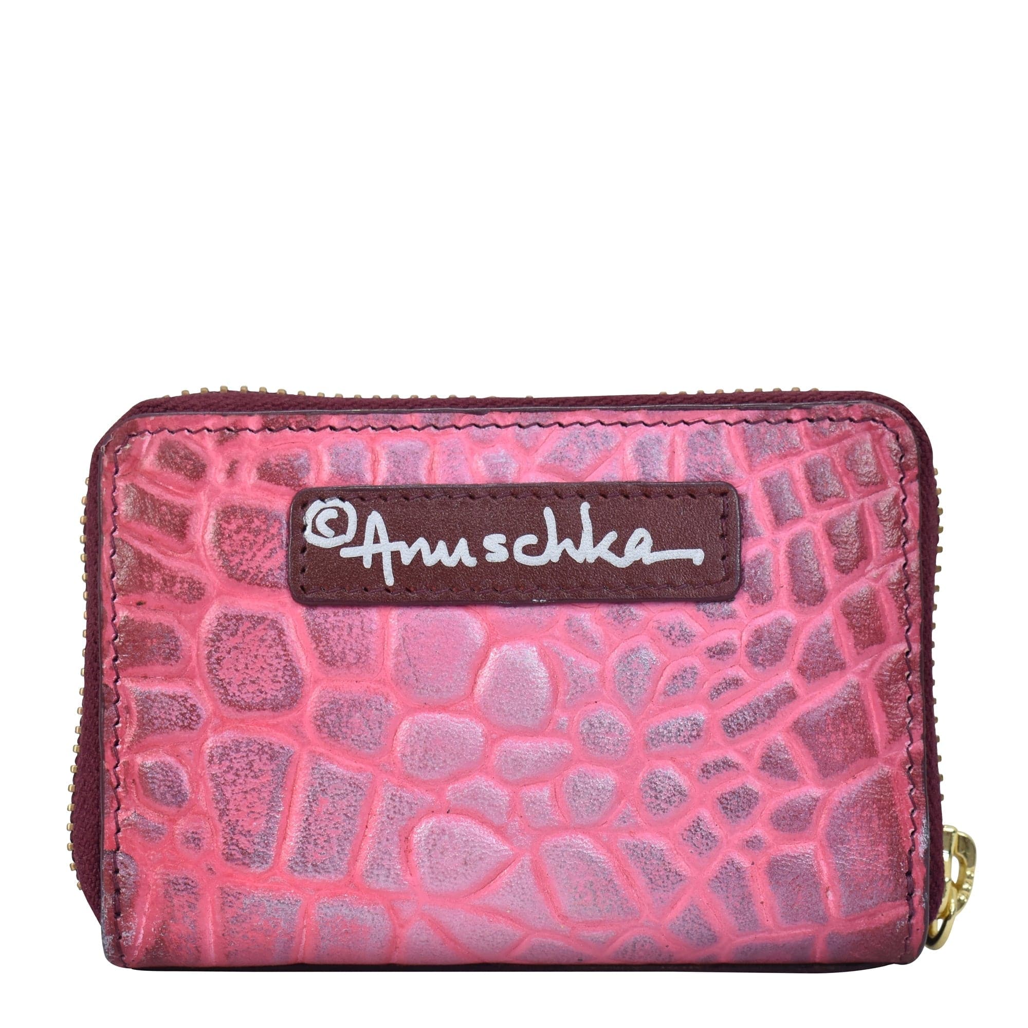 Croco Embossed Berry Accordion Style Credit And Business Card Holder - 1110