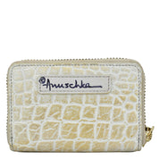 Croco Embossed Cream Gold Accordion Style Credit And Business Card Holder - 1110
