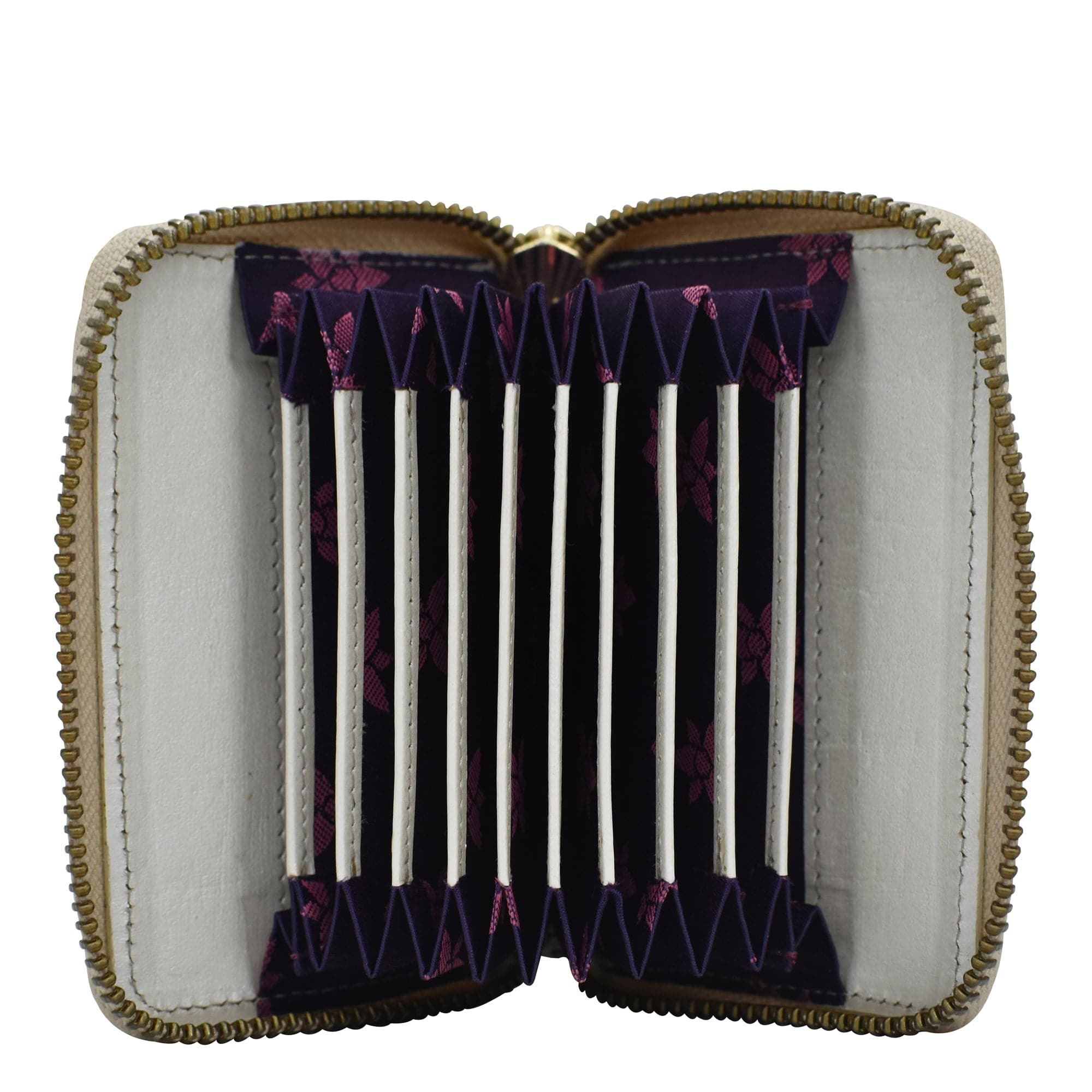Croco Embossed Cream Gold Accordion Style Credit And Business Card Holder - 1110