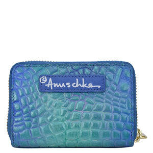 Croco Embossed Peacock Accordion Style Credit And Business Card Holder - 1110