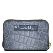 Croco Embossed Silver/Grey Accordion Style Credit And Business Card Holder - 1110
