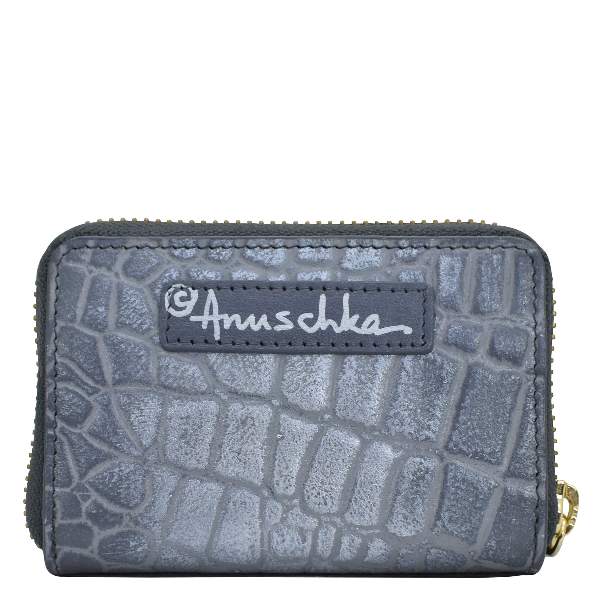 Croco Embossed Silver/Grey Accordion Style Credit And Business Card Holder - 1110