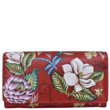 Load image into Gallery viewer, Anuschka Accordion Flap Wallet with Crimson Garden painting

