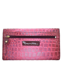 Load image into Gallery viewer, Croco Embossed Berry Three Fold Wallet - 1150
