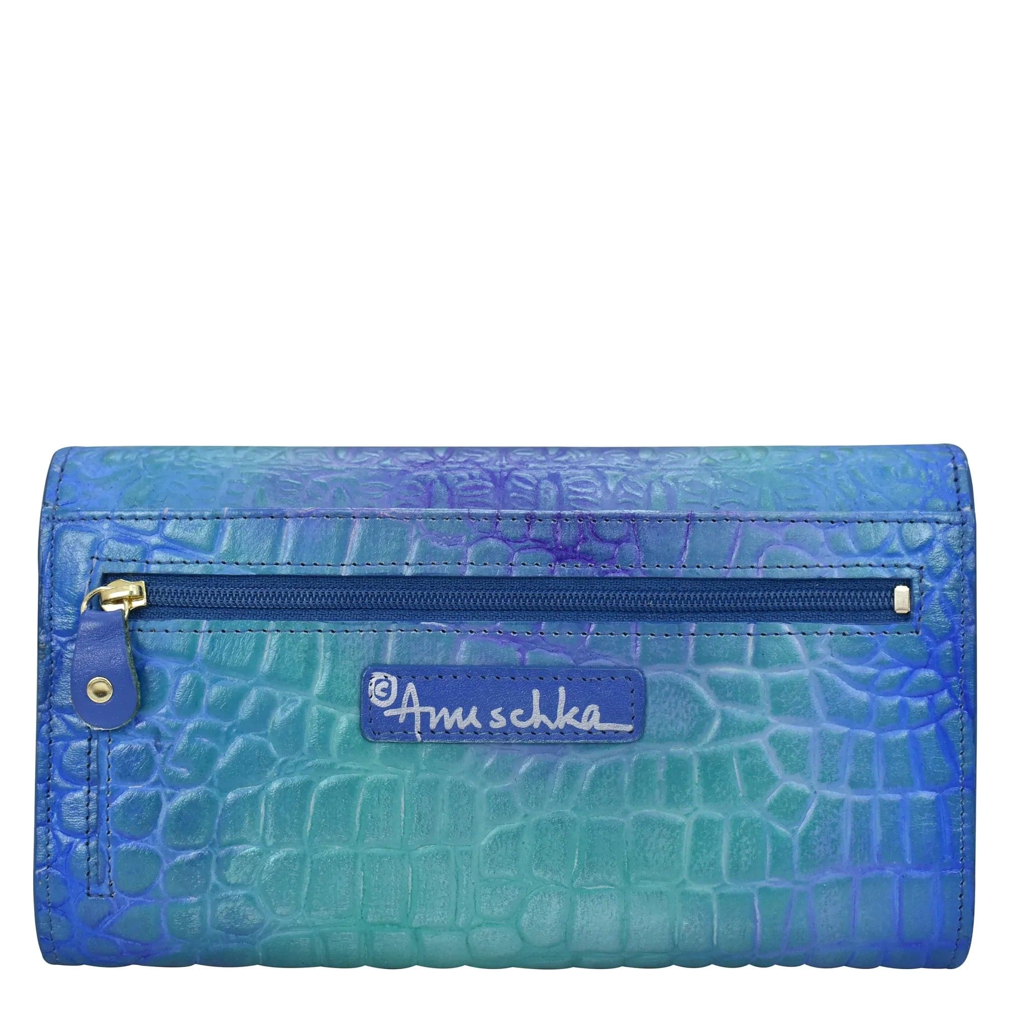 Croco Embossed Peacock Three Fold Wallet - 1150