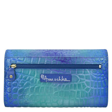 Load image into Gallery viewer, Croco Embossed Peacock Three Fold Wallet - 1150
