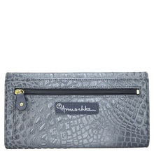 Load image into Gallery viewer, Croco Embossed Silver/Grey Three Fold Wallet - 1150

