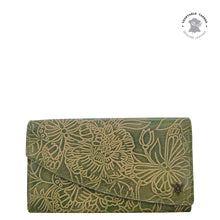 Load image into Gallery viewer, Tooled Butterfly Jade Accordion Flap Wallet - 1174

