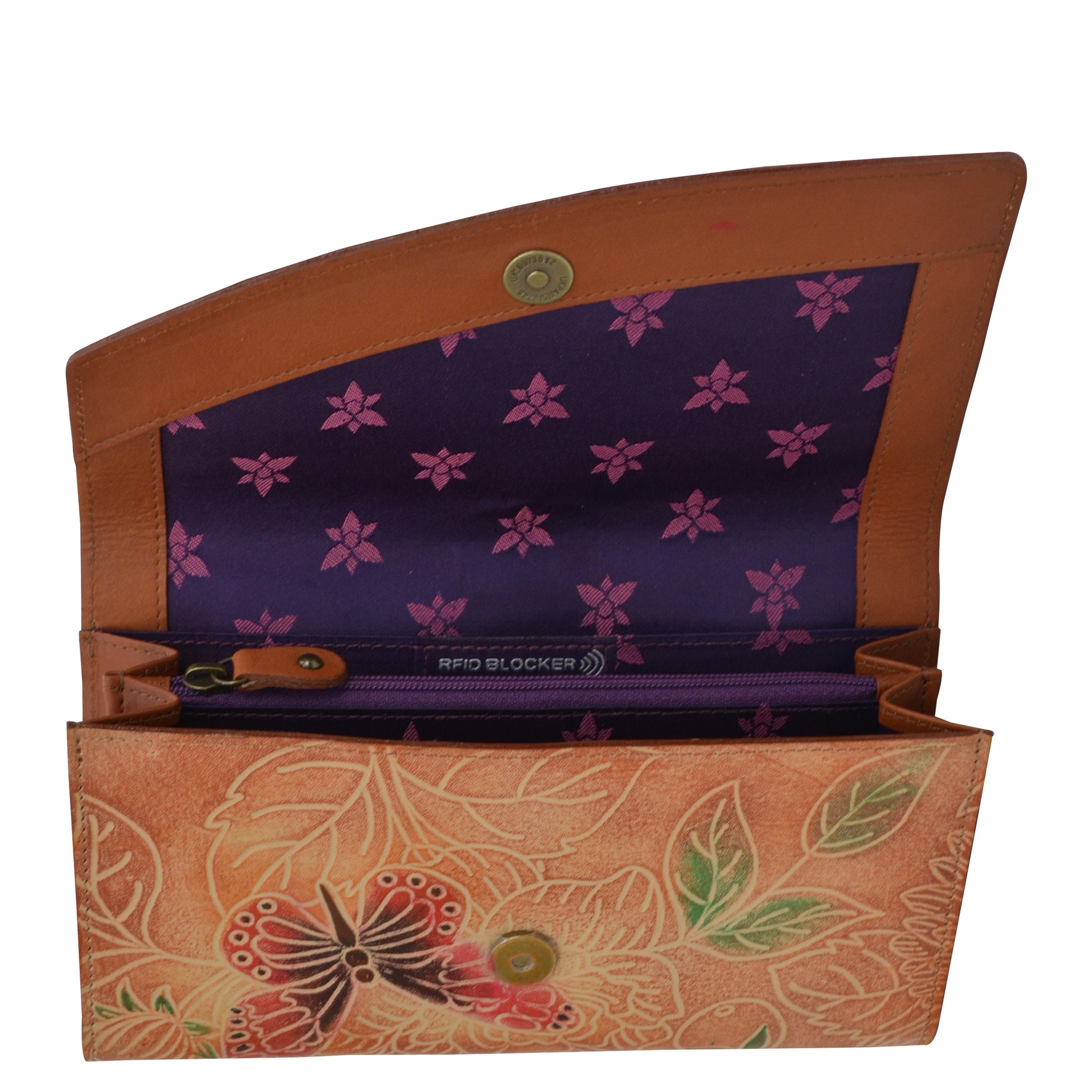 Tooled Butterfly Multi Accordion Flap Wallet - 1174