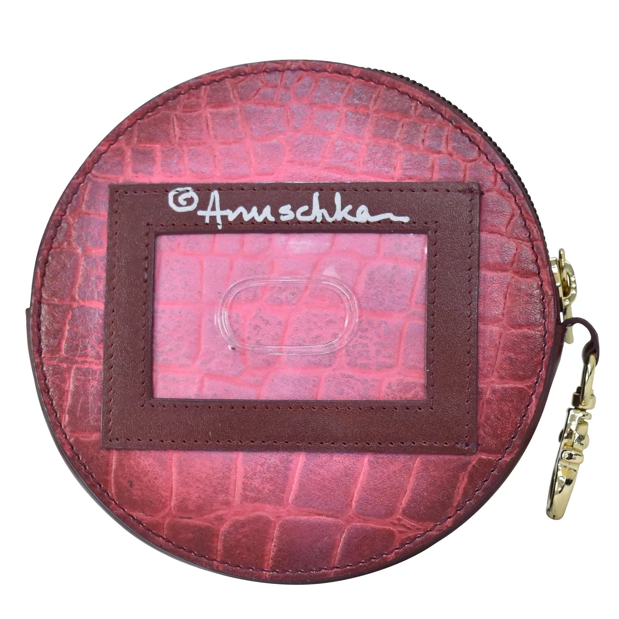 Croco Embossed Berry Round Coin Purse - 1175