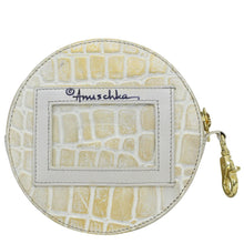 Load image into Gallery viewer, Croco Embossed Cream Gold Round Coin Purse - 1175
