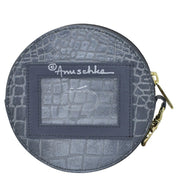 Croco Embossed Silver/Grey Round Coin Purse - 1175