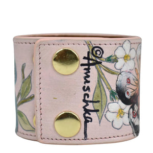 Butterfly Melody - Painted Leather Cuff - 1176