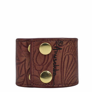 Anuschka Leather Adjustable Leather Wrist Band with Tooled Butterfly Wine painting