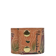 Load image into Gallery viewer, Anuschka Leather Adjustable Leather Wrist Band with Tooled Butterfly Multi painting
