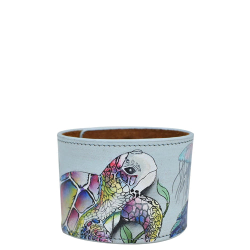 Underwater Beauty - Painted Leather Cuff - 1176