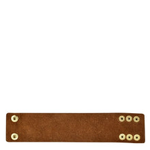 Load image into Gallery viewer, Brown Anuschka genuine leather strap with metal rivets on an isolated background.
