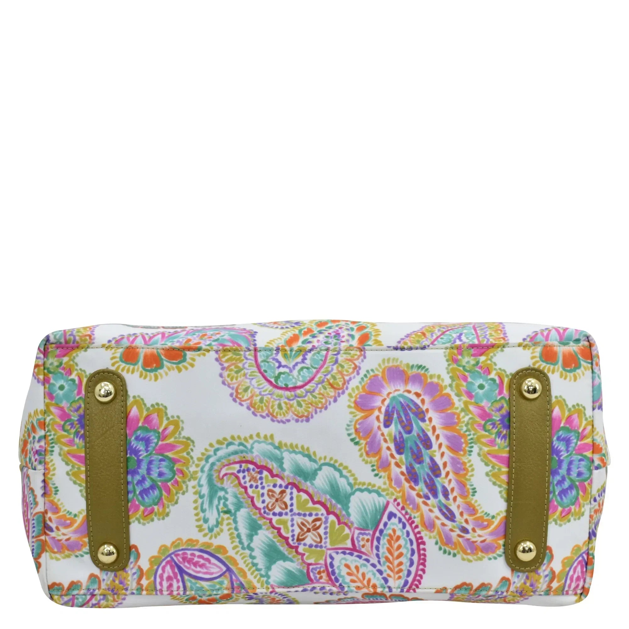 Anuschka Floral patterned clutch with gold-tone hardware accents and zip entry.