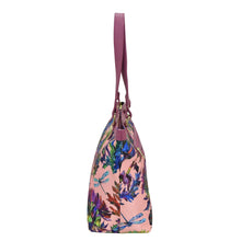 Load image into Gallery viewer, Colorful floral print Anuschka handbag with a leather shoulder strap.
